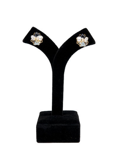 Elegant Pearl & Crystal Stone Stud Earrings